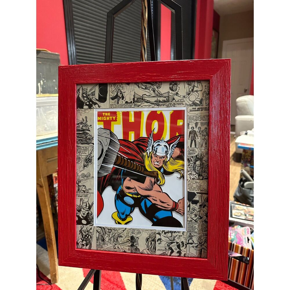 Mighty Thor Pop Art Handmade Framed Vintage Comic Book Panels – One of a Kind
